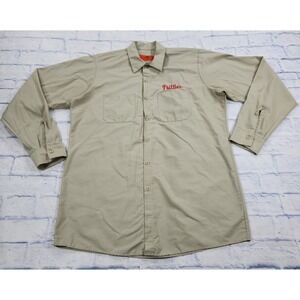 Philadelphia Phillies MENS SIZE L Beige Button Shirt Red Kap Work Casual
